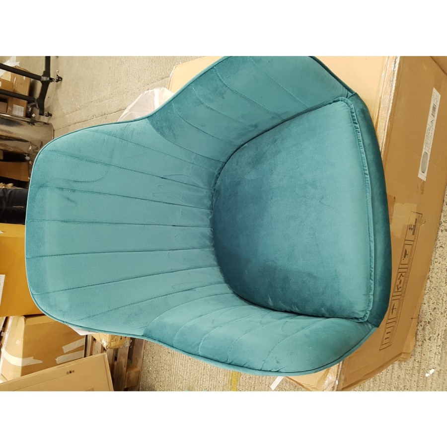 GRADE A2 - Set of 2 Teal Blue Velvet Dining Tub Chairs with Black Legs - Logan