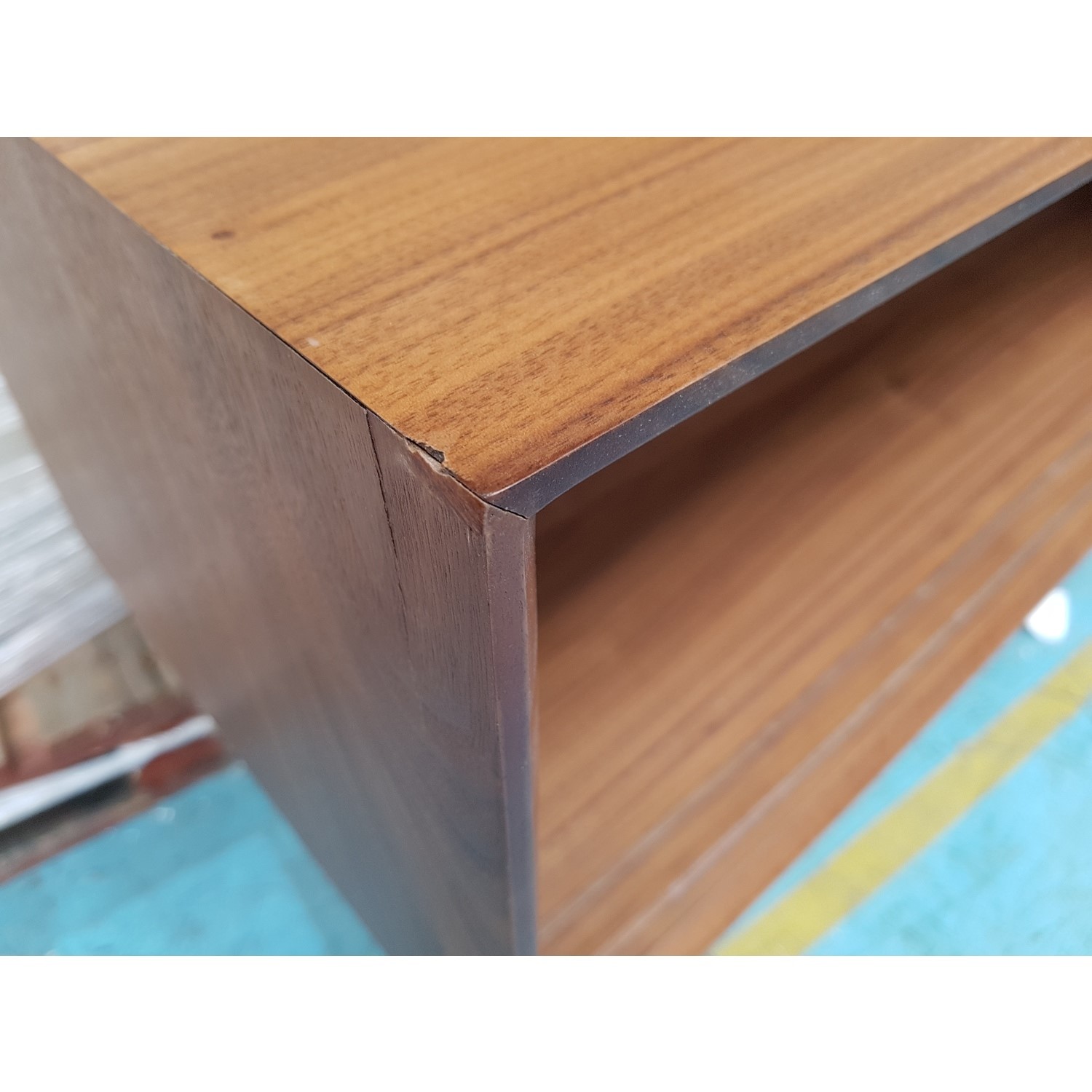 GRADE A2 Solid Walnut TV Unit with Sliding Doors & Drawers Briana