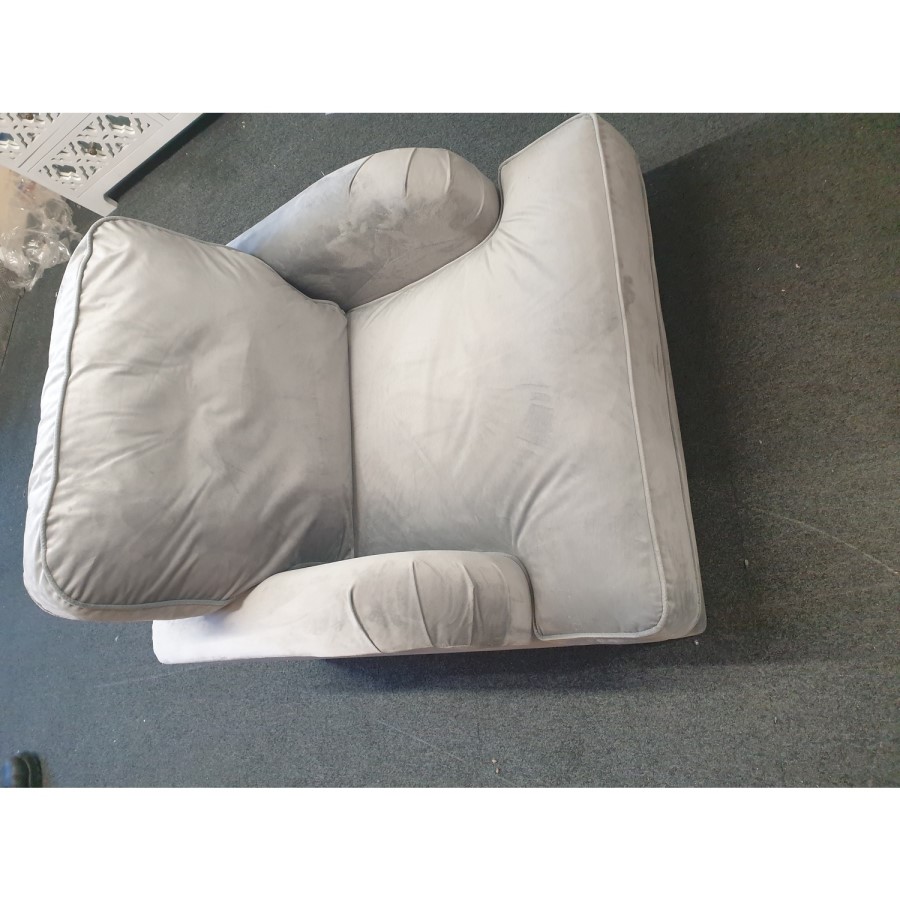 GRADE A2 - Silver Grey Velvet Armchair - Payton