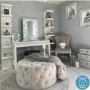 GRADE A1 - Xena Large Quilted Button Pouffe in Light Grey Velvet