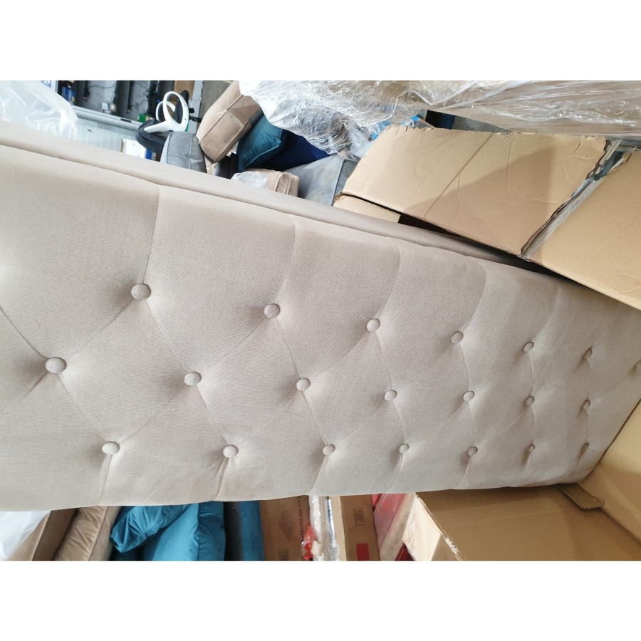 GRADE A2 - Safina Ottoman Storage Box in Beige Velvet