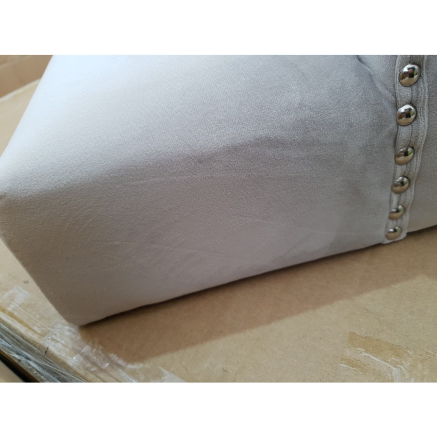 GRADE A2 - Pair of Button Back Grey Velvet Dining Chairs - Jade Boutique