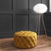 GRADE A1 - Xena Yellow Velvet Pouffe with Quilted Buttons