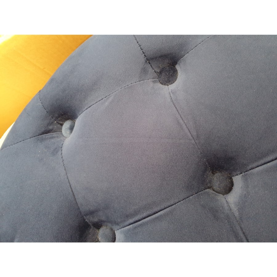 GRADE A2 - Xena Large Quilted Button Pouffe in Navy Velvet