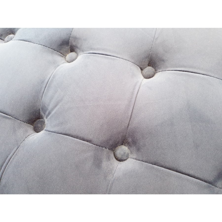 GRADE A2 - Xena Large Quilted Button Pouffe in Navy Velvet