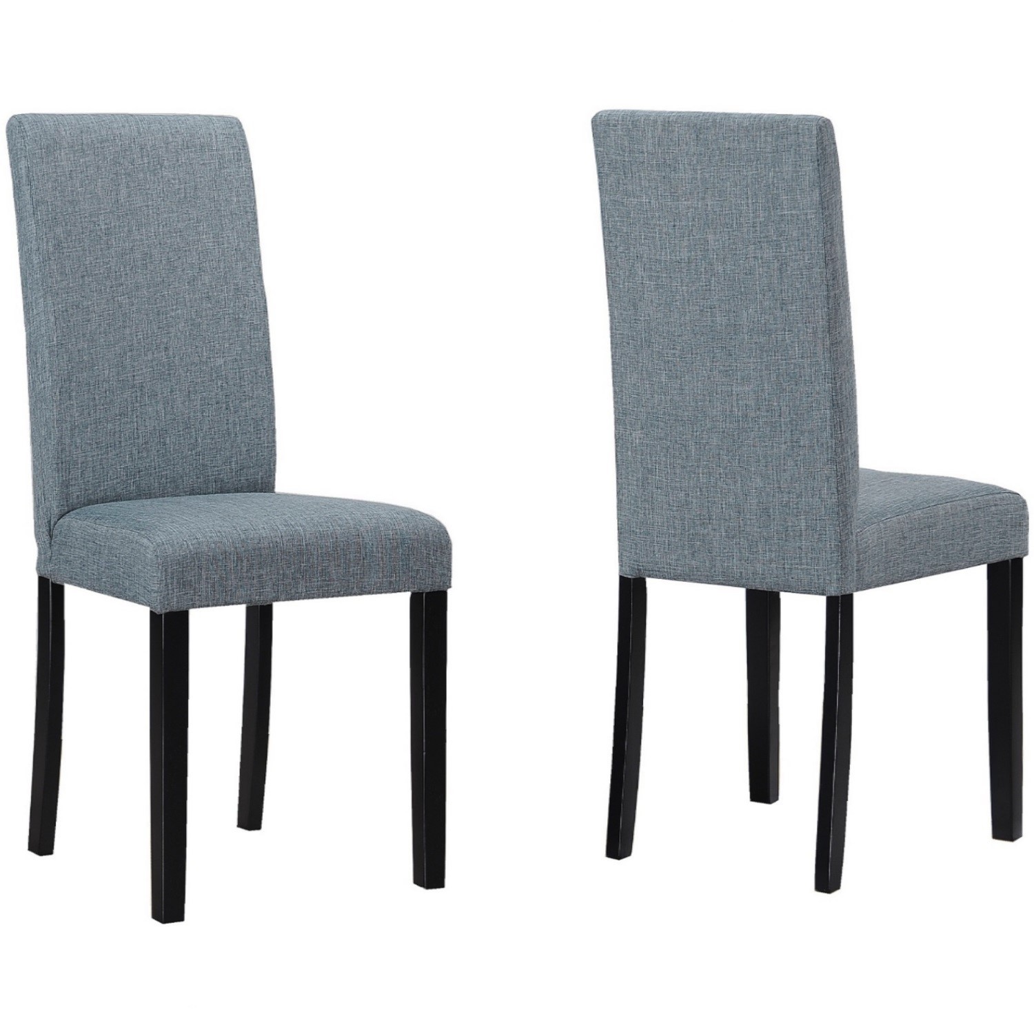 Set Of 2 Slate Grey Dining Chairs With, Grey Fabric Chair With Black Legs