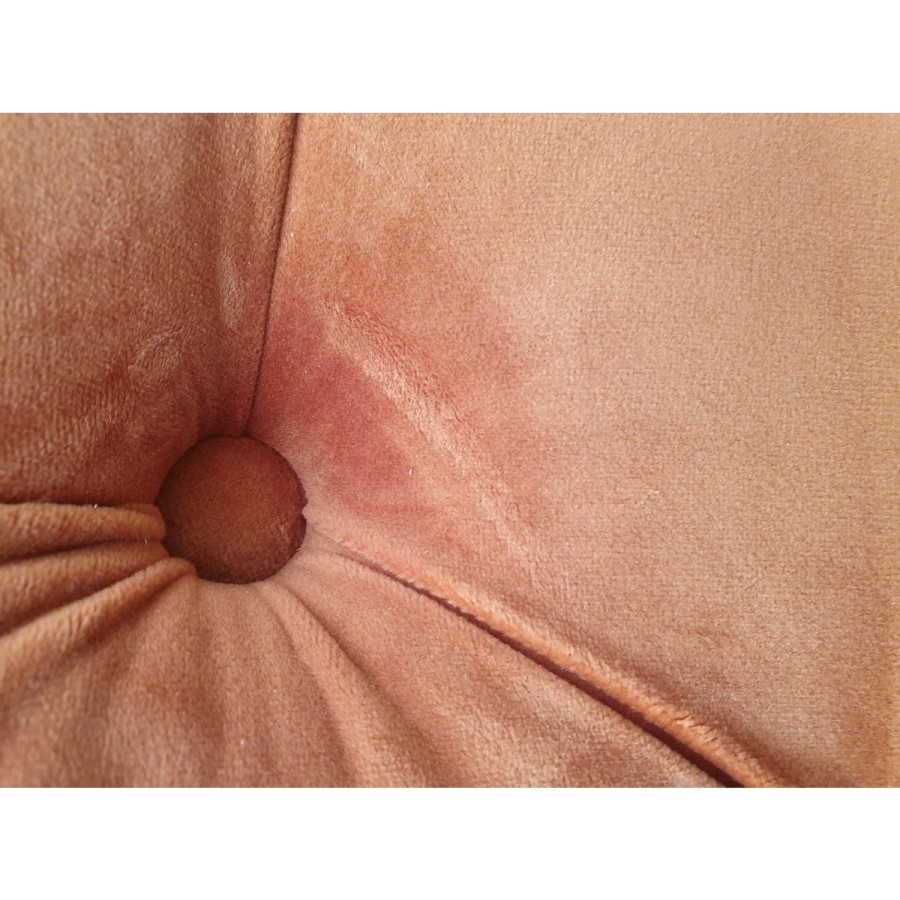GRADE A2 - Buttoned Orange Velvet Sofa with Cushions - Seats 3 - Luthor
