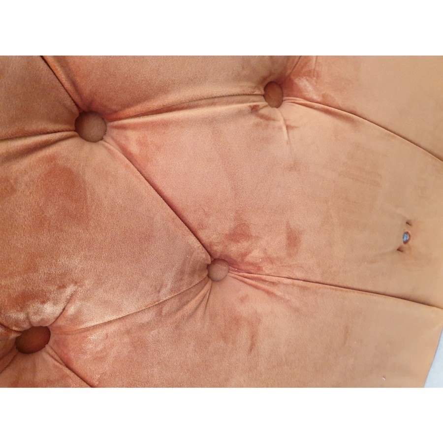 GRADE A2 - Buttoned Orange Velvet Sofa with Cushions - Seats 3 - Luthor
