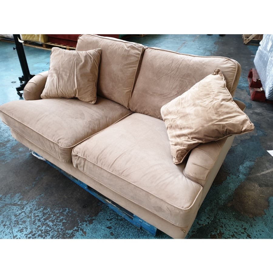 GRADE A2 - Payton Beige Velvet 2 Seater Sofa