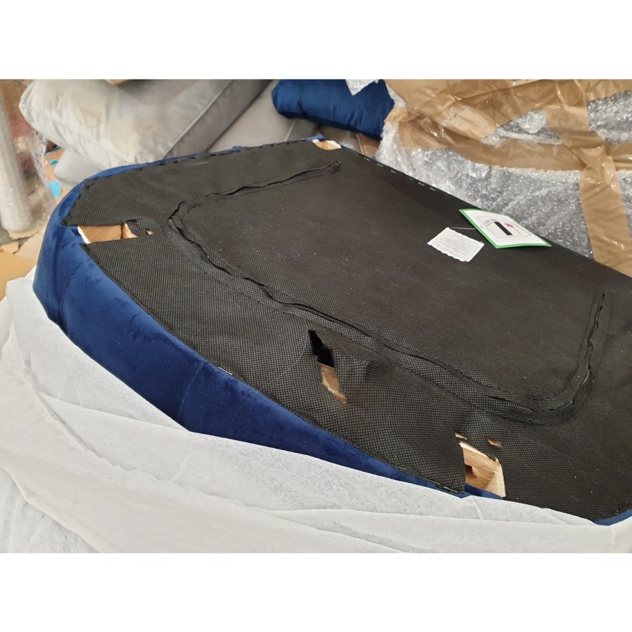 GRADE A2 - Pair of Navy Blue Velvet Dining Chairs with Buttoned Back - Jade Boutique