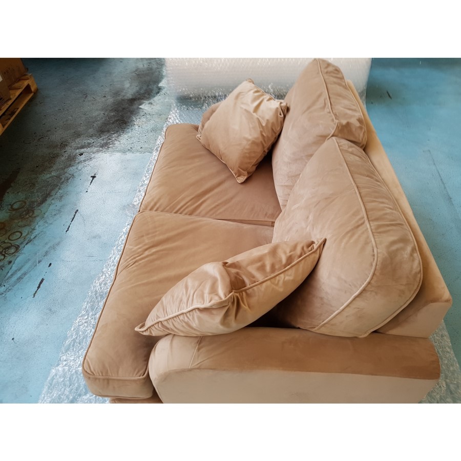 GRADE A2 - Payton Beige Velvet 2 Seater Sofa