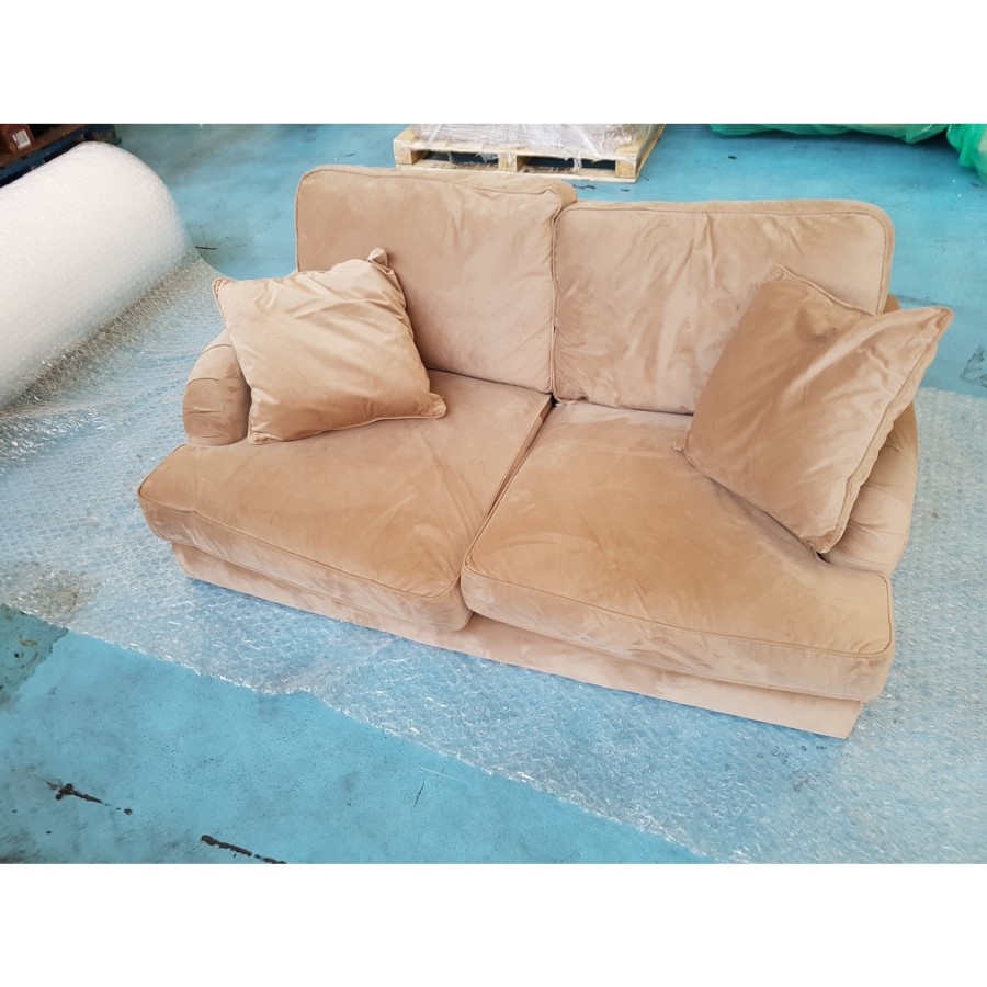 GRADE A2 - Payton Beige Velvet 2 Seater Sofa