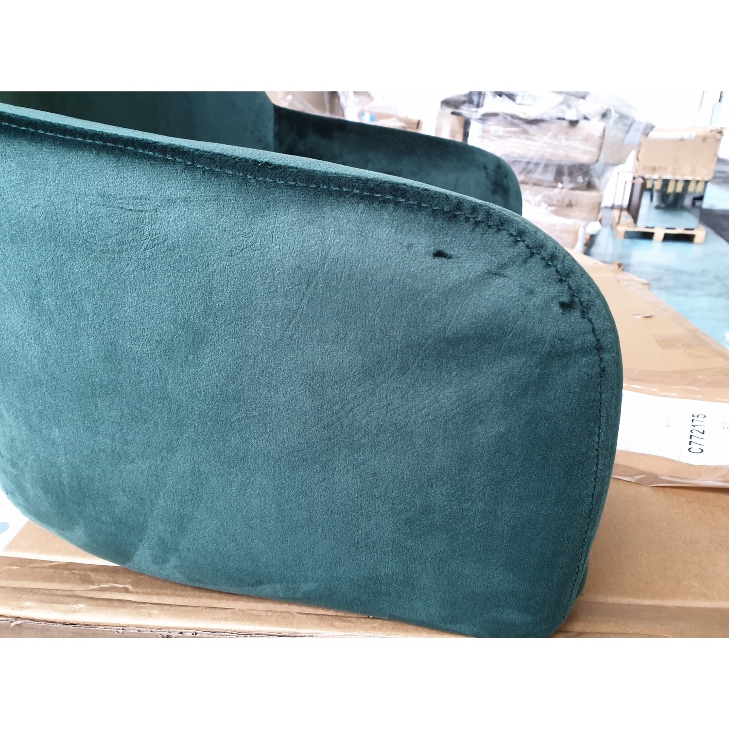 GRADE A2 Green Velvet Office Swivel Chair with Gold Base Marley