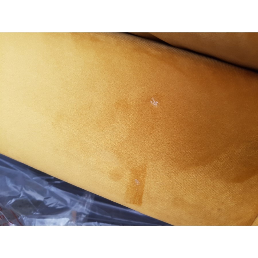 GRADE A2 - 2 Seater Sofa in Mustard Yellow Velvet with Buttoned Back - Cole