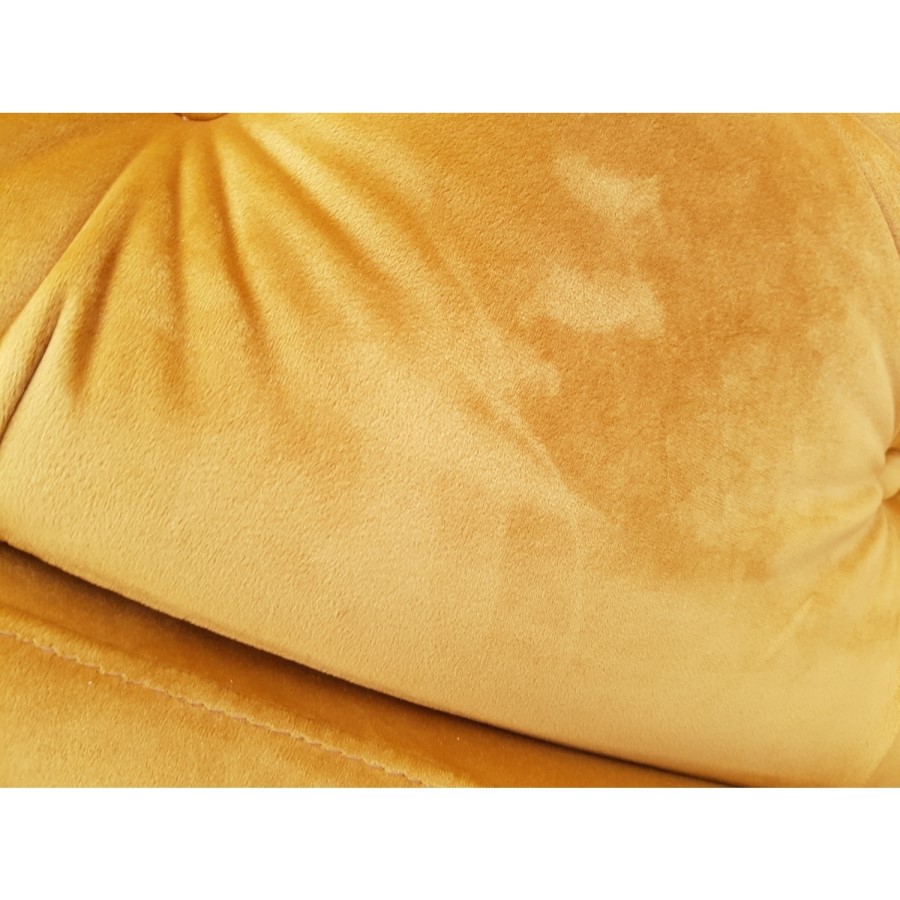 GRADE A2 - 2 Seater Sofa in Mustard Yellow Velvet with Buttoned Back - Cole
