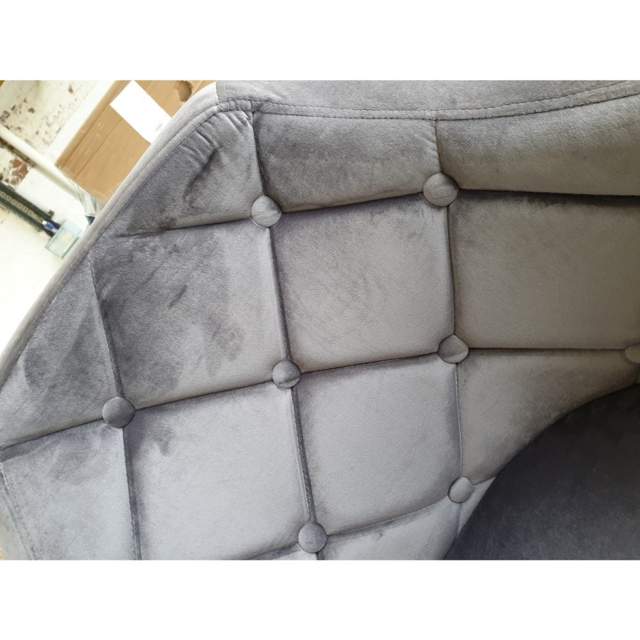 GRADE A2 - Grey Velvet Office Swivel Chair with Button Back - Marley