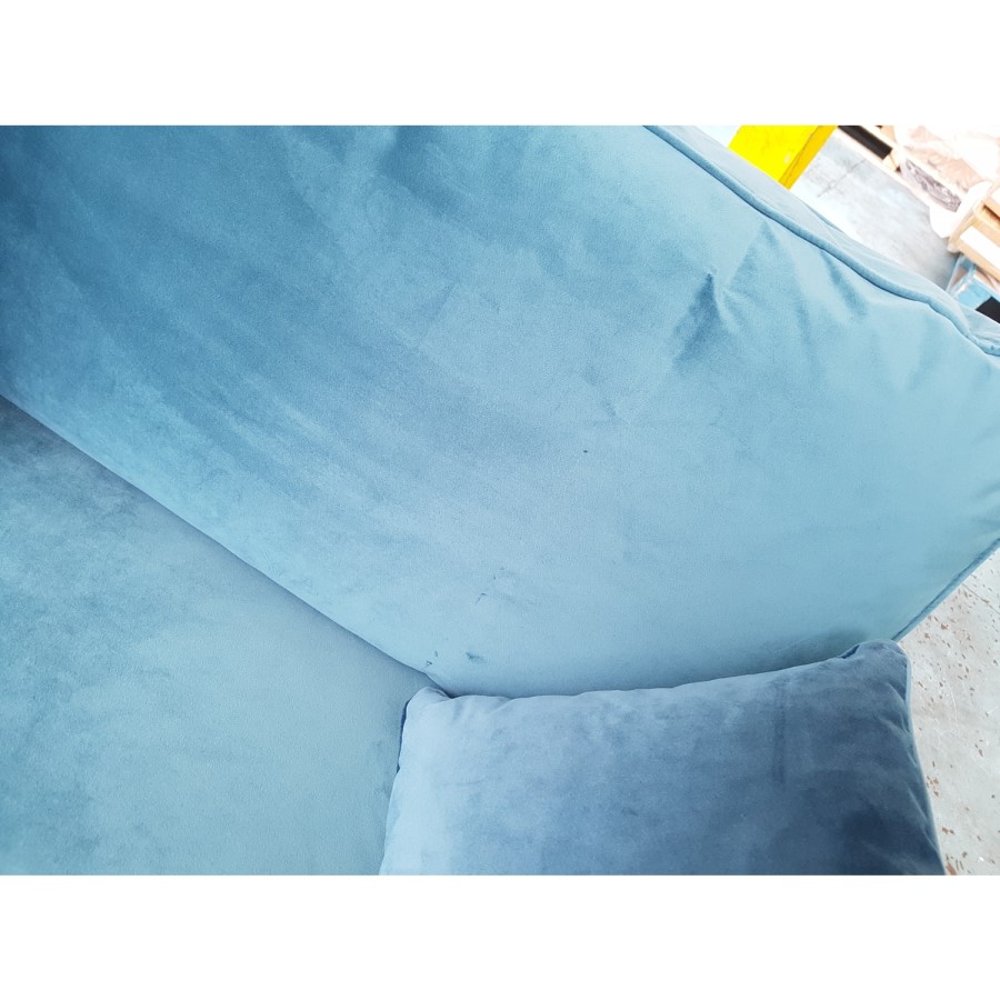 GRADE A2 - Teal Blue Velvet Loveseat - Payton