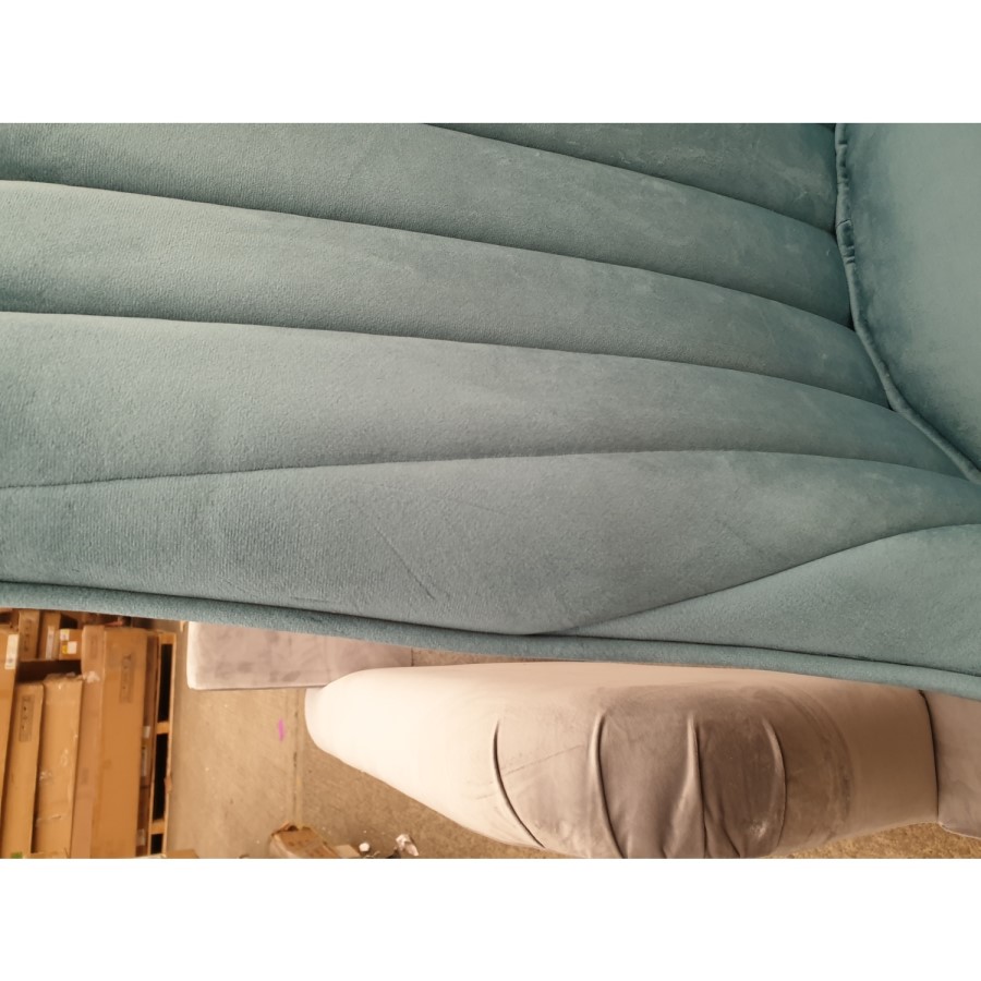 GRADE A2 - Pair of Teal Velvet Ribbed Dining Chairs - Penelope