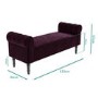 Safina End-of-Bed Bench in Aubergine Velvet with Chesterfield Armrests