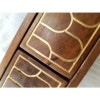 GRADE A2 - Narrow Console Table in Dark Wood with Gold Inlay &amp; Drawers - Dejan