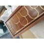 GRADE A2 - Narrow Console Table in Dark Wood with Gold Inlay & Drawers - Dejan