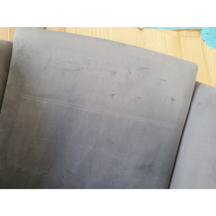 GRADE A2 - Dark Grey Velvet Swivel Recliner Chair with Footstool - Tyra