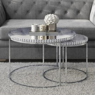 Silver Round Coffee Table Furniture123, Silver Round Coffee Table Set