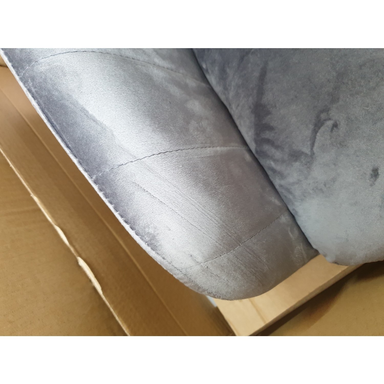 GRADE A2 Grey Velvet Tub Bar Stool with Chrome Legs Logan