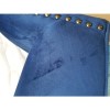 GRADE A2 - Navy Blue Velvet Armchair with Black Legs and Brass Studs - Jade Boutique