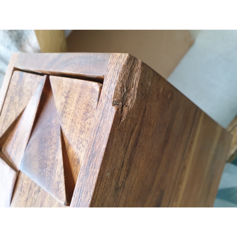 GRADE A2 - Narrow Console Table in Dark Wood with Drawers - Freya