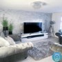 GRADE A2 - Large White High Gloss TV Unit with Grey Shelf - Harlow