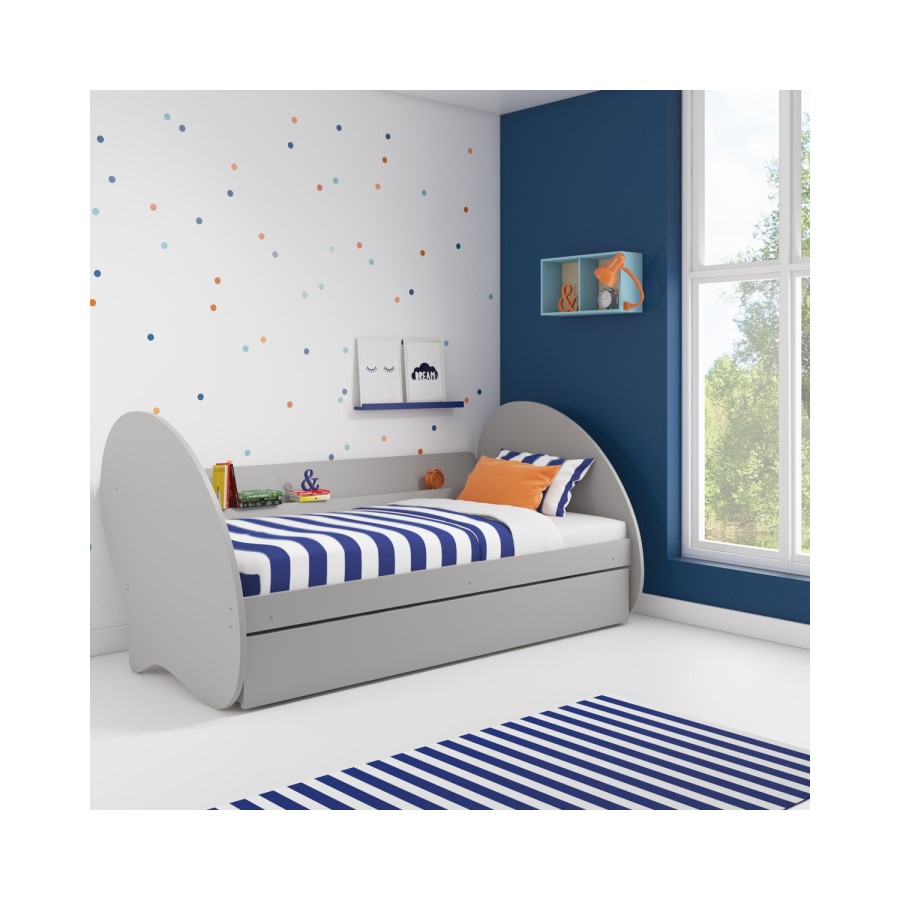 GRADE A1 - Darby Grey Single Bed Frame with Large Storage Drawer