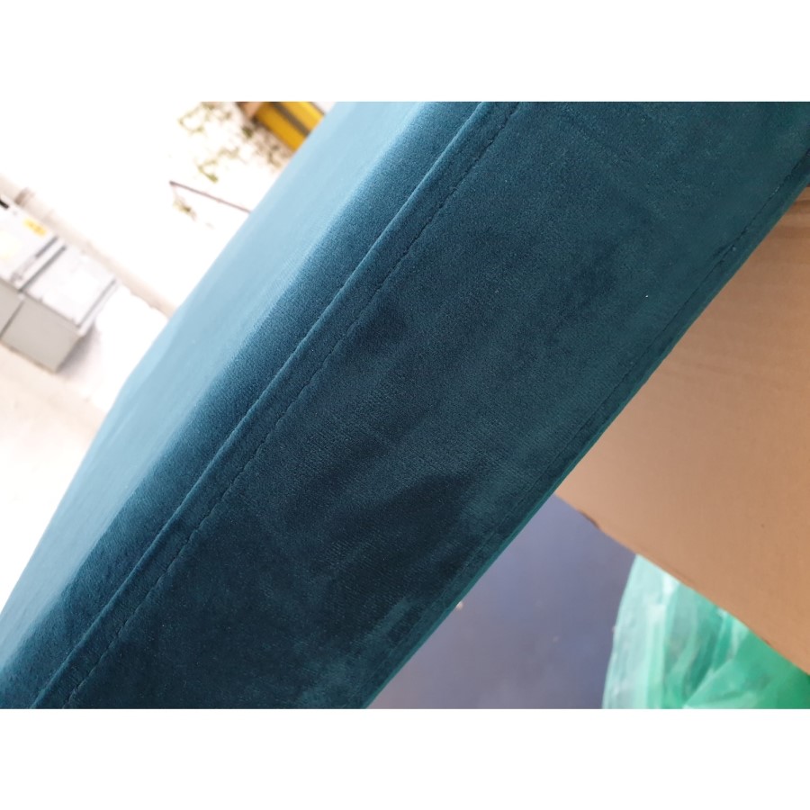 GRADE A2 - Teal Blue Velvet Sofa Bed with Cushions - Seats 3 - Rory