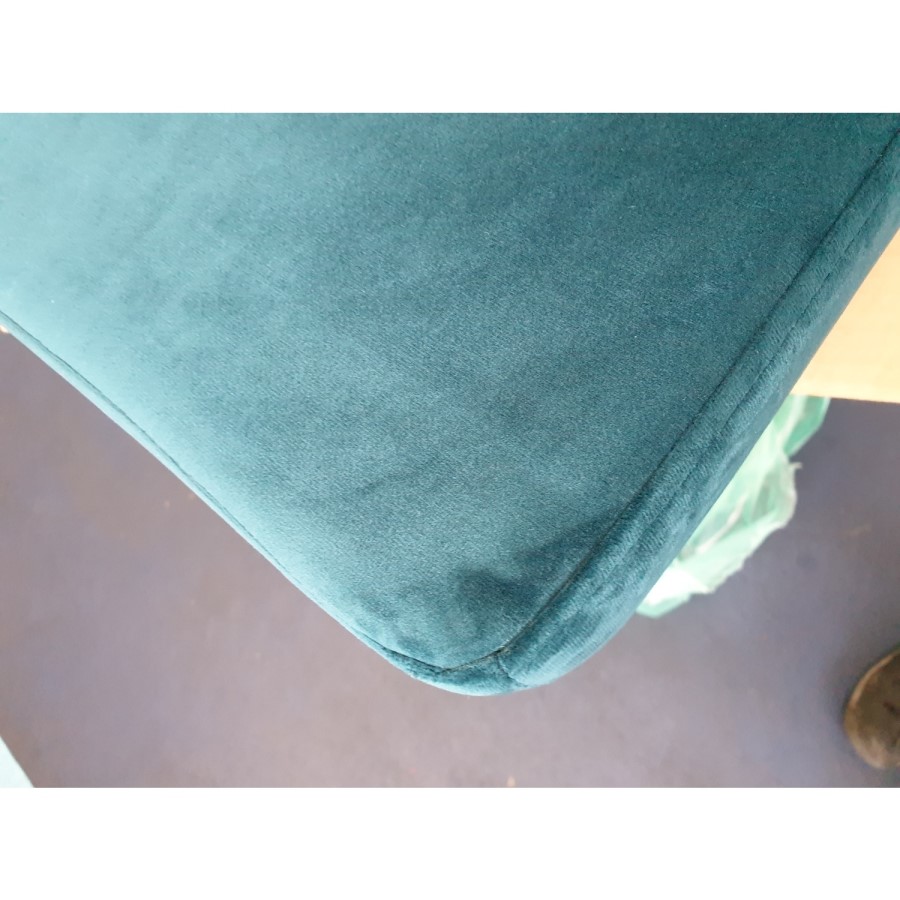 GRADE A2 - Teal Blue Velvet Sofa Bed with Cushions - Seats 3 - Rory