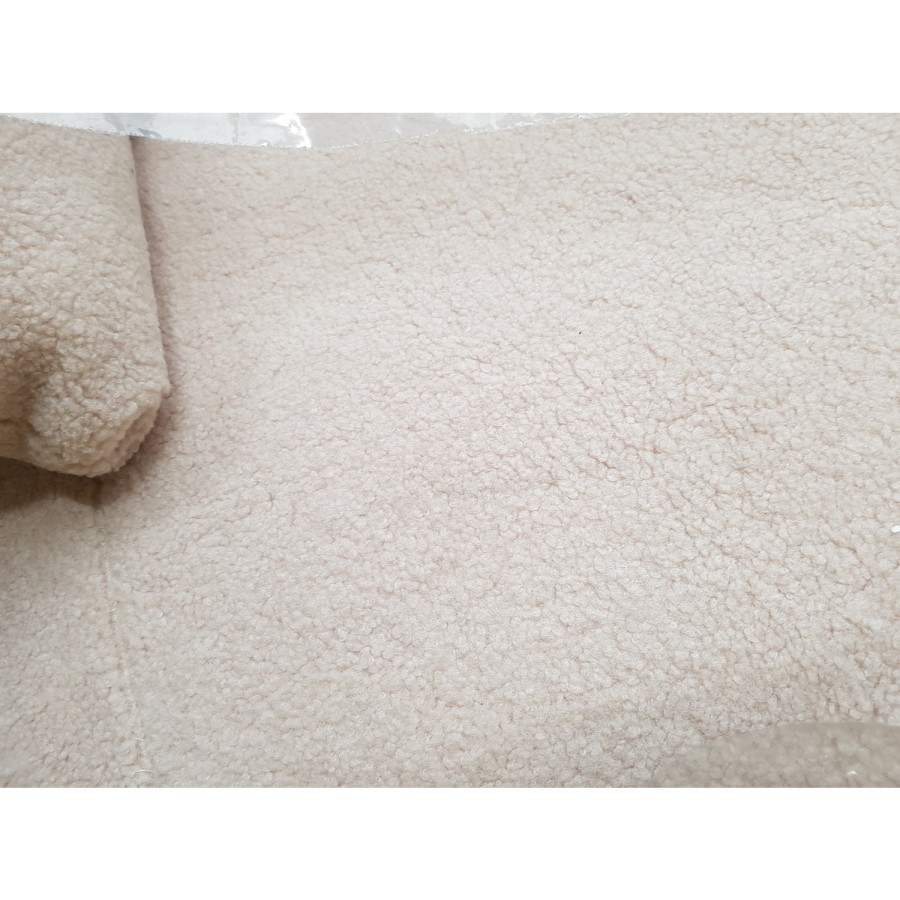 GRADE A2 - Cream Teddy Bear Fabric 2 Seater Sofa with Cushions - Teddy