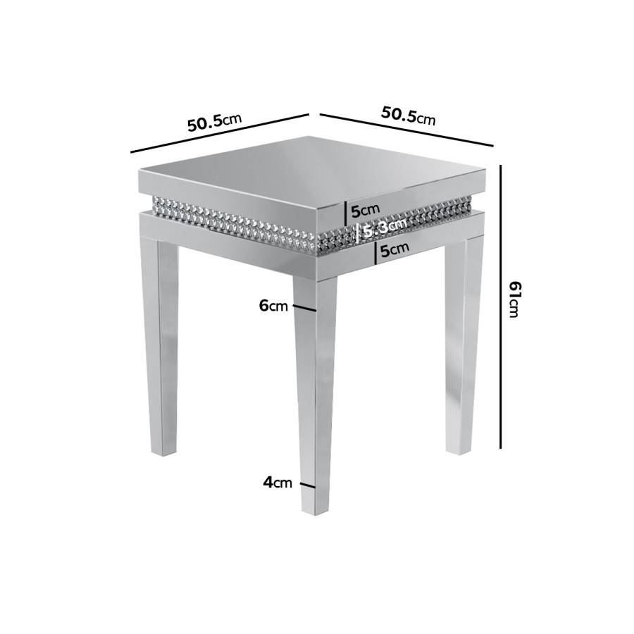 Mirrored Side Table with Diamond Gems - Jade Boutique