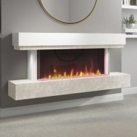 GRADE A2 - AmberGlo Grey and White Electric Fire Suite with LED Lights - Wifi & Alexa Compatible