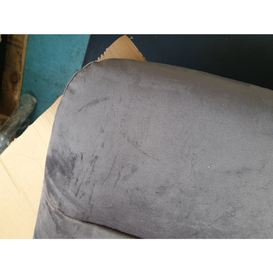 GRADE A2 - Dark Grey Velvet Swivel Recliner Chair with Footstool - Tyra