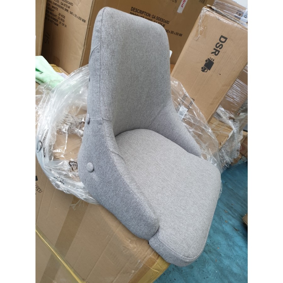 GRADE A2 - Silver Grey Woven Fabric Bar Stool with Button Back - Maddy