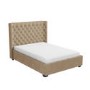 GRADE A1 - Milania Double Ottoman Bed in Light Beige Velvet with Curved Headboard