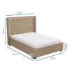 GRADE A1 - Milania Double Ottoman Bed in Light Beige Velvet with Curved Headboard