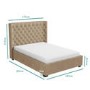 GRADE A1 - Milania Double Ottoman Bed in Light Beige Velvet with Curved Headboard