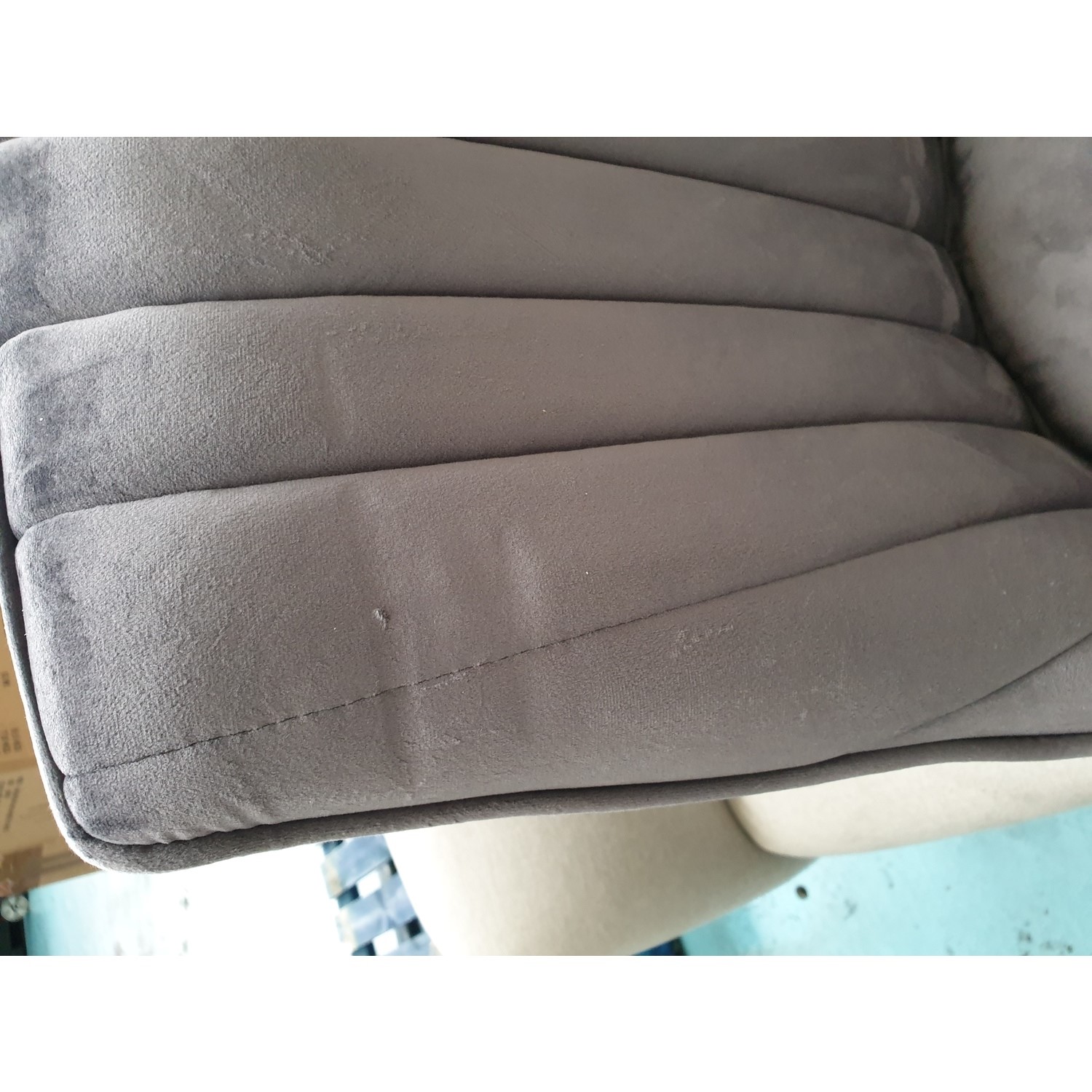 GRADE A2 Pair of Grey Velvet Ribbed Dining Chairs Penelope