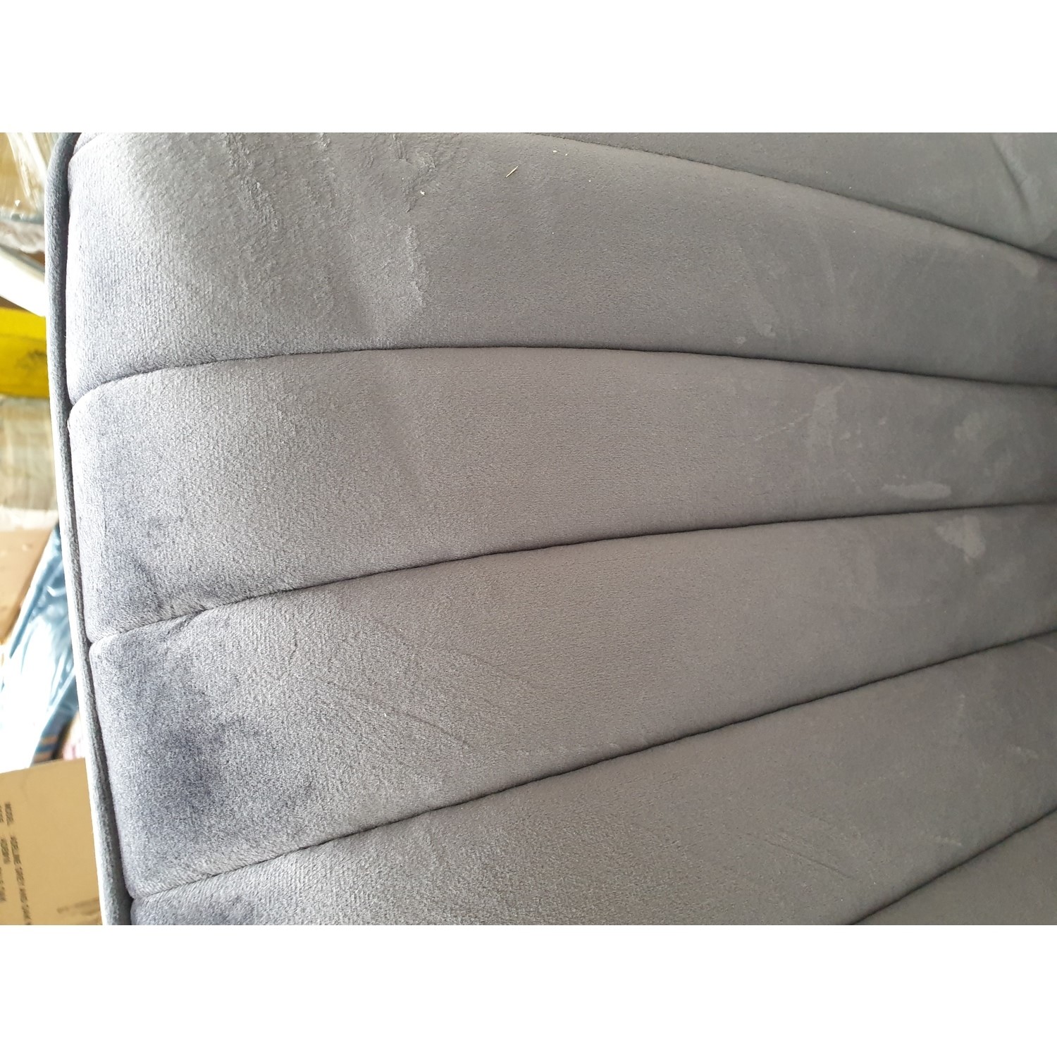 GRADE A2 Pair of Grey Velvet Ribbed Dining Chairs Penelope