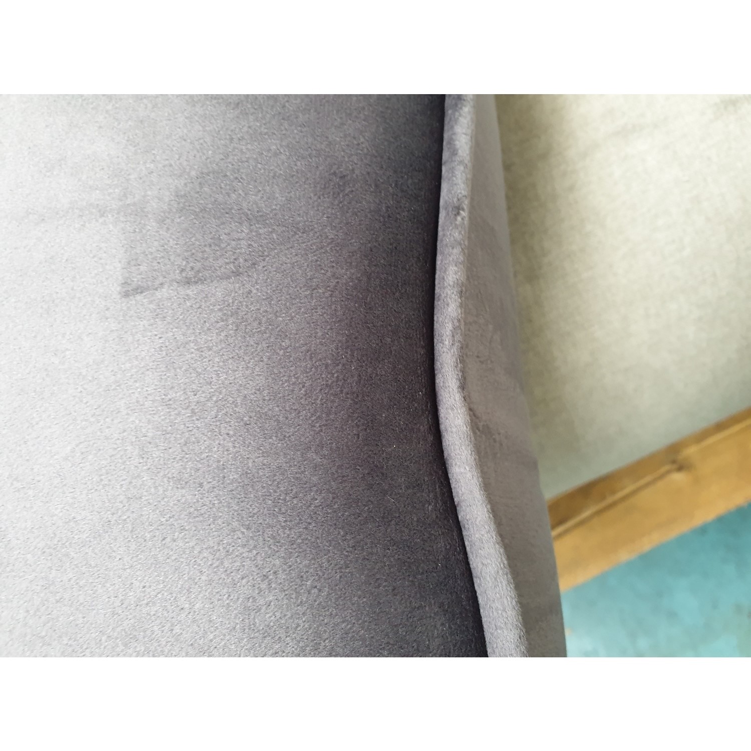 GRADE A2 Pair of Grey Velvet Ribbed Dining Chairs Penelope