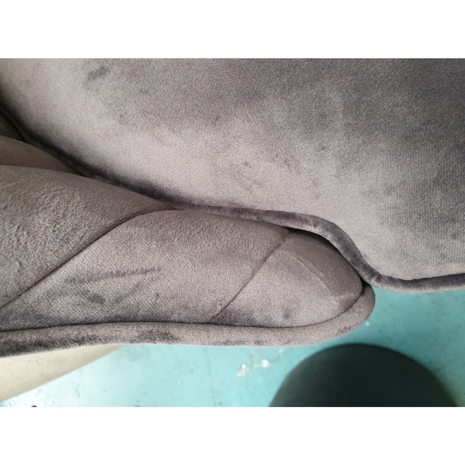 GRADE A2 Pair of Grey Velvet Ribbed Dining Chairs Penelope