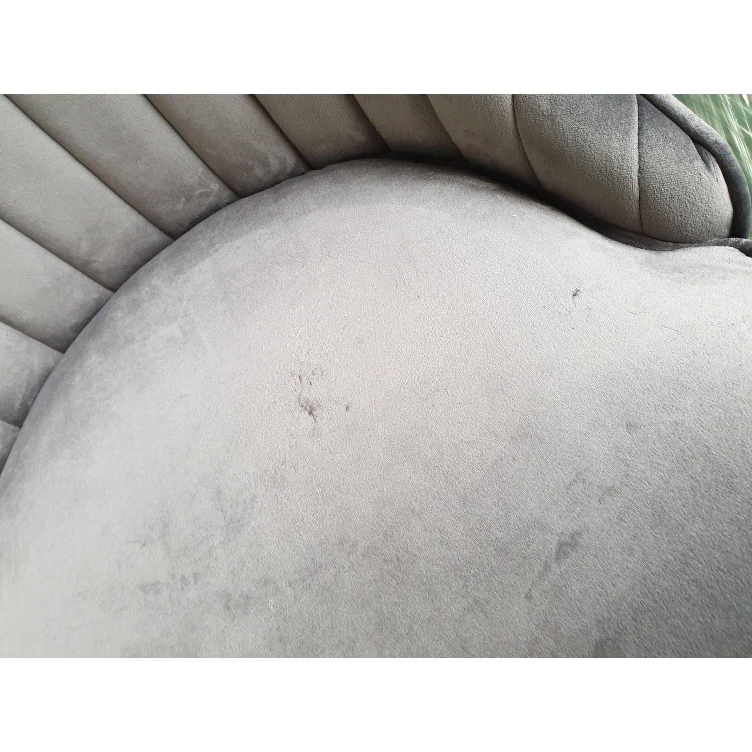 GRADE A2 Pair of Grey Velvet Ribbed Dining Chairs Penelope