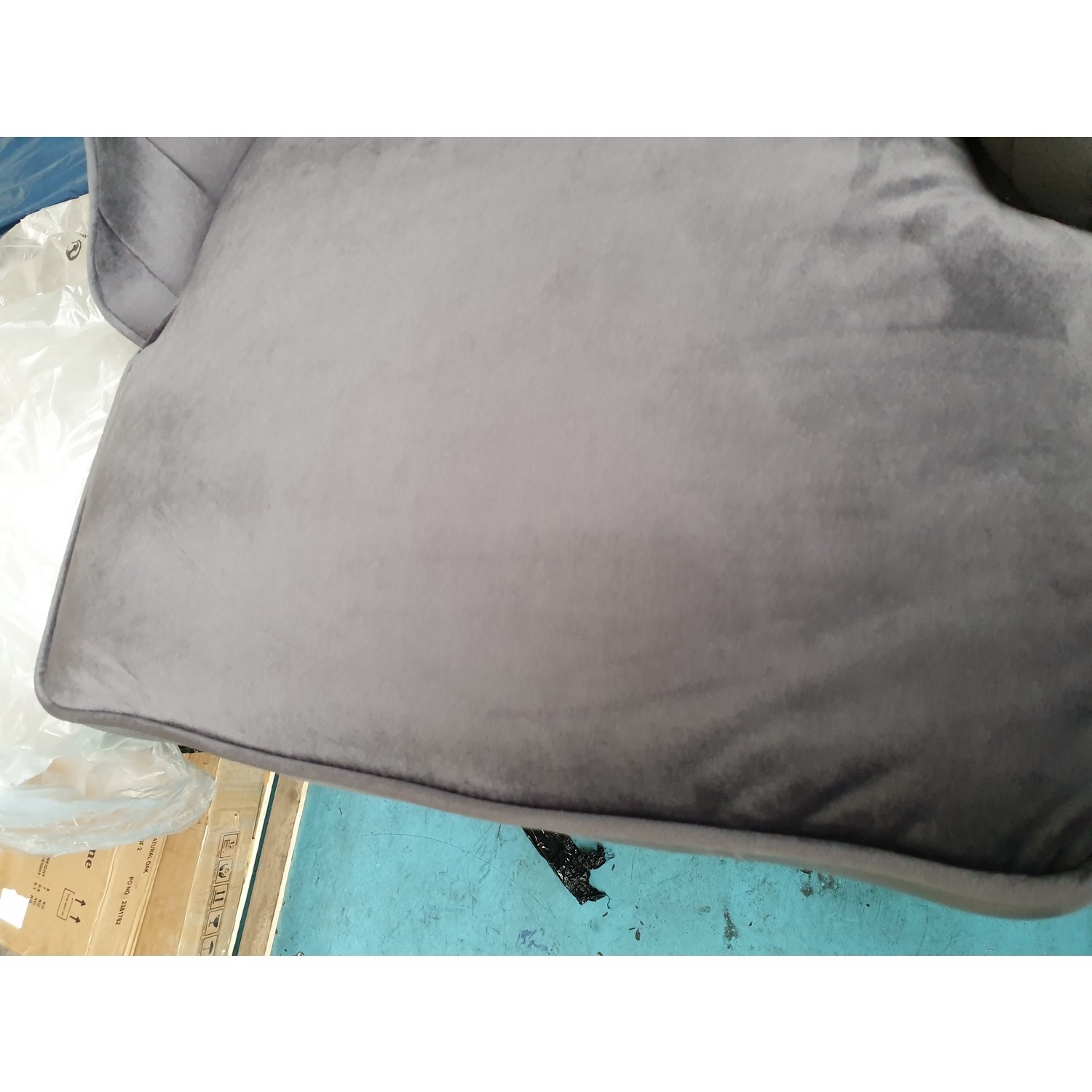 GRADE A2 Pair of Grey Velvet Ribbed Dining Chairs Penelope