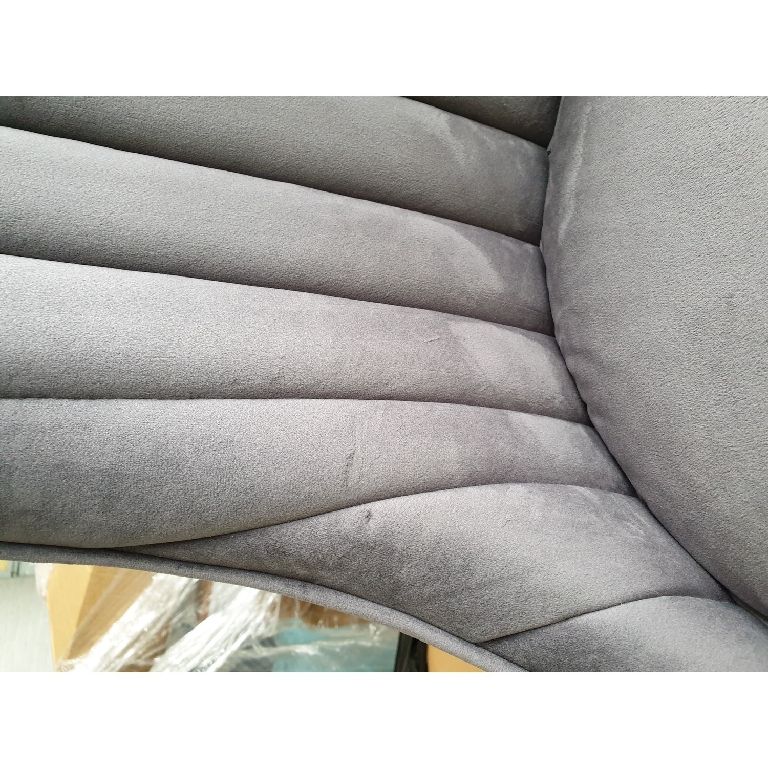 GRADE A2 Pair of Grey Velvet Ribbed Dining Chairs Penelope