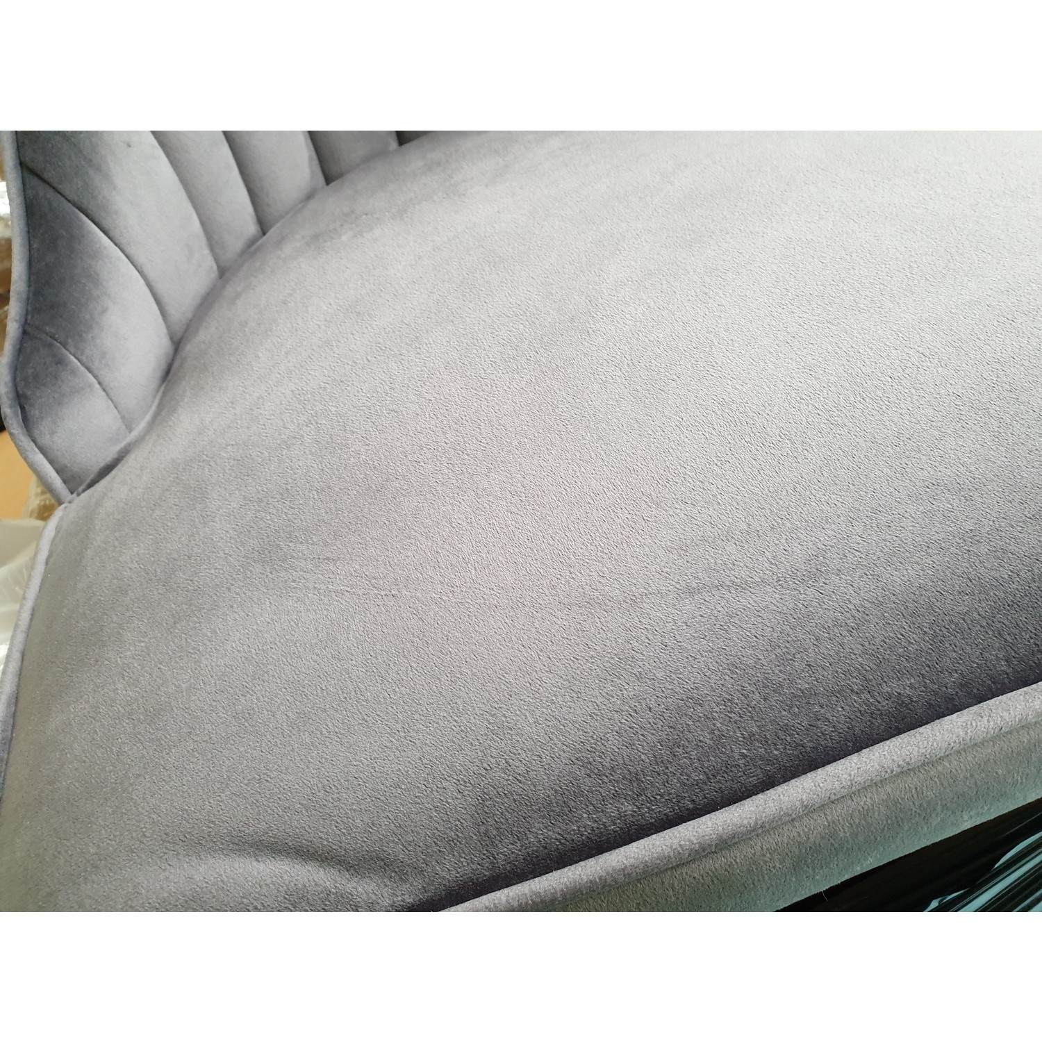 GRADE A2 Pair of Grey Velvet Ribbed Dining Chairs Penelope